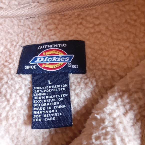 DICKIES Script Embroidered Full Zip Hvy Fleece Lined Hooded Jacket Size Large - Picture 5 of 10